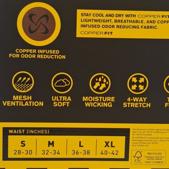 4PK Copper Fit Mens Performance Workgear Boxer Briefs S 28-30  Copper Infused - Picture 8 of 10